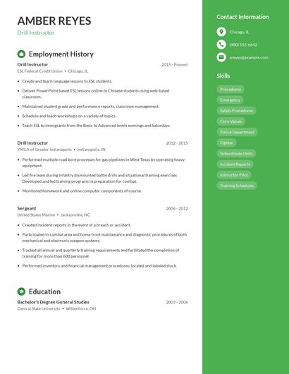 Drill Instructor Resume