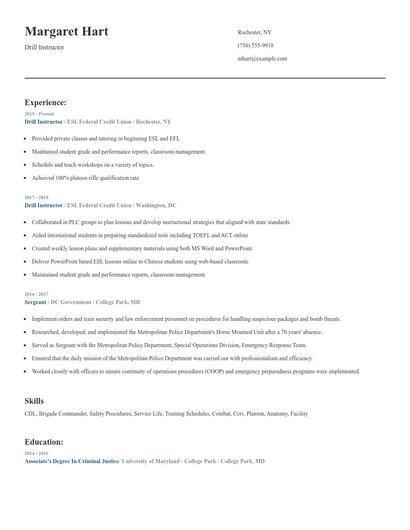 Drill Instructor Resume