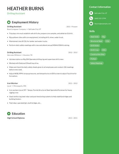 Drilling Assistant Resume