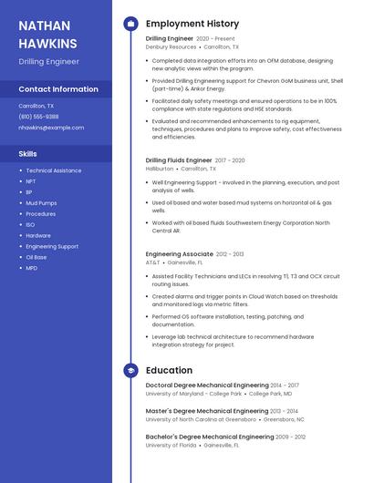 Drilling Engineer Resume