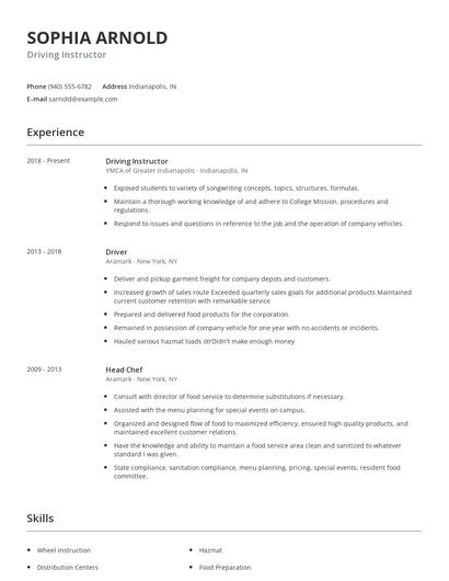 Driving Instructor Resume