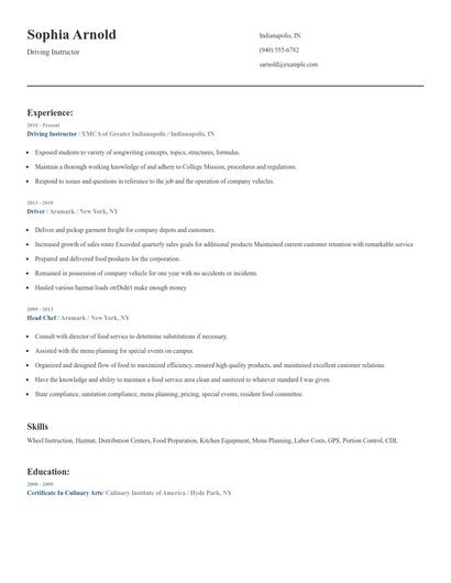 Driving Instructor Resume