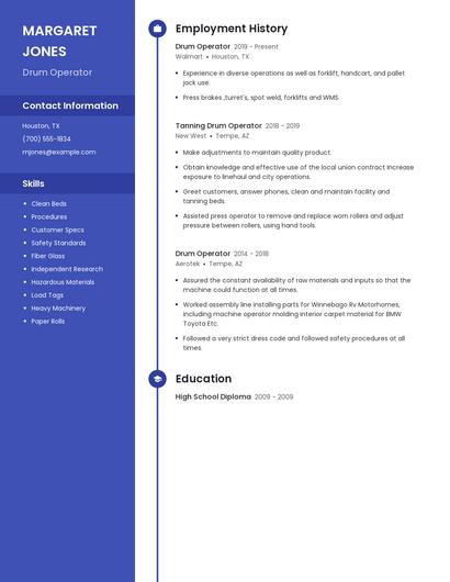 Drum Operator Resume
