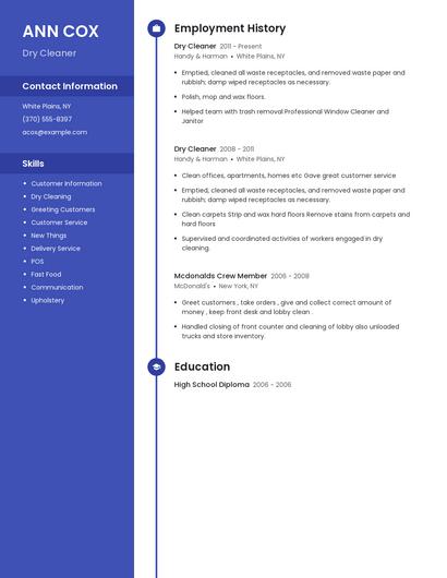 Dry Cleaner Resume