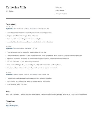 Dry Finisher Resume