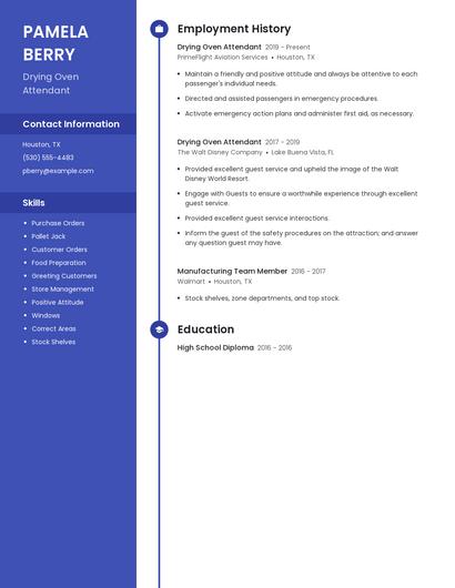 Drying Oven Attendant Resume