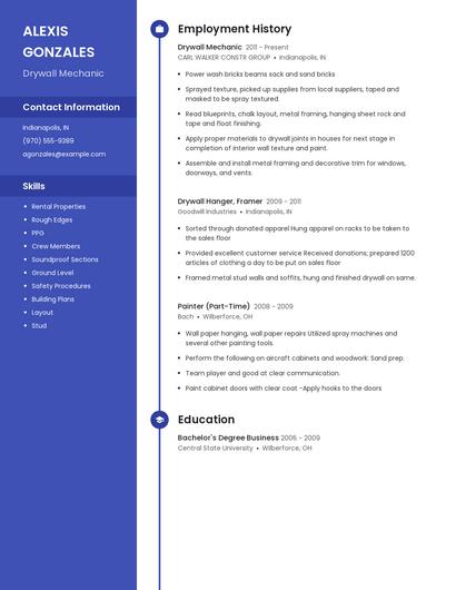 Drywall Mechanic Resume