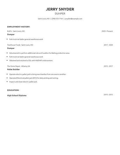 Dumper Resume