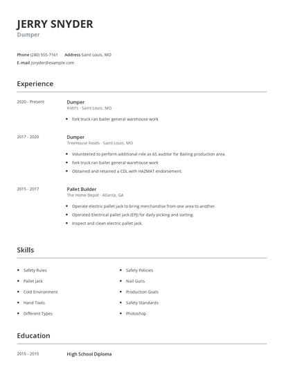 Dumper Resume