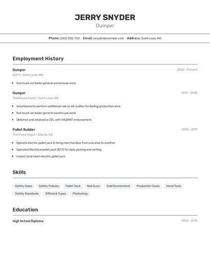 Dumper Resume
