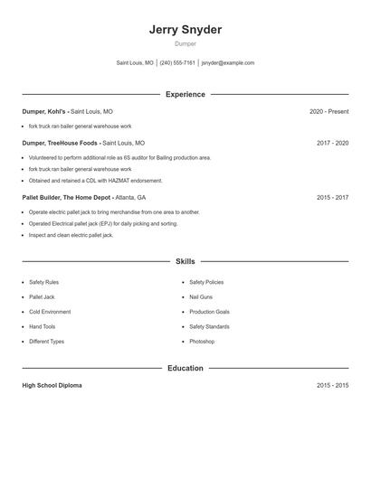 Dumper Resume