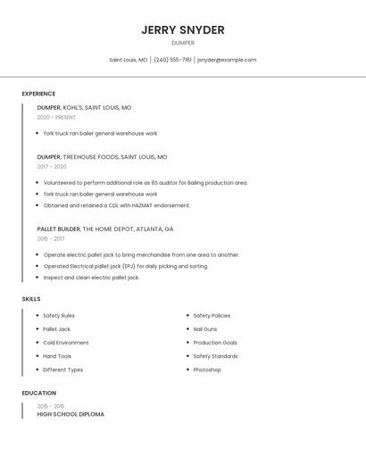 Dumper Resume