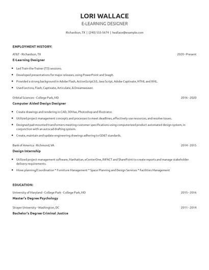 E-Learning Designer Resume