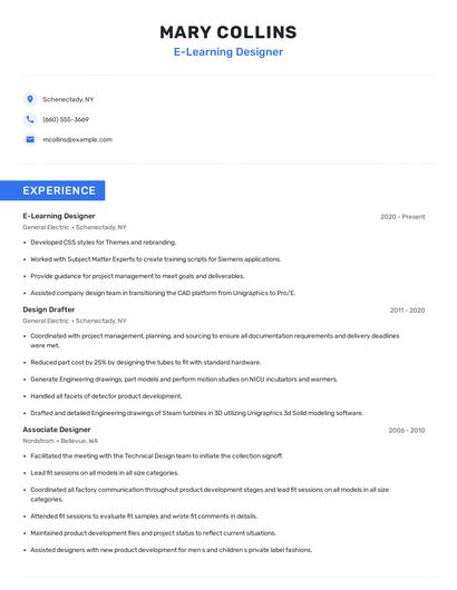 E-Learning Designer Resume