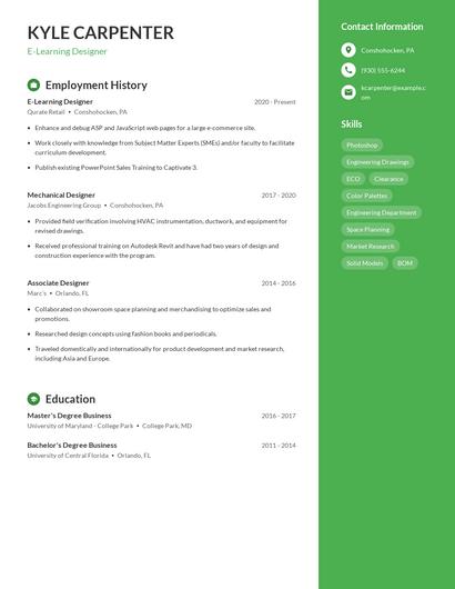 E-Learning Designer Resume