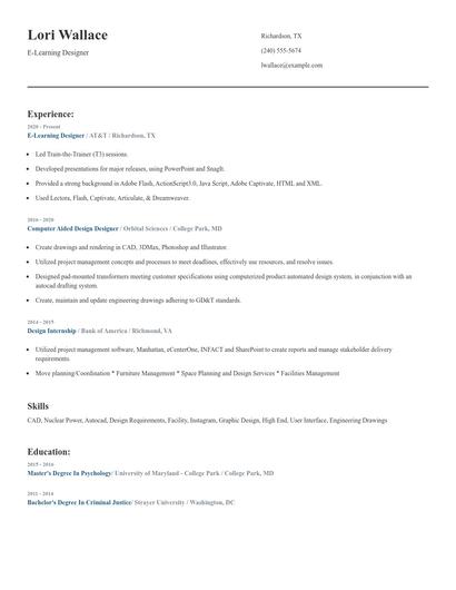 E-Learning Designer Resume