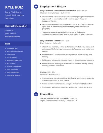 Early Childhood Special Education Teacher Resume