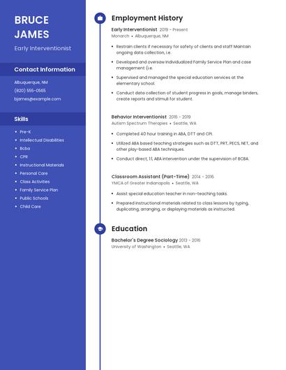 Early Interventionist Resume