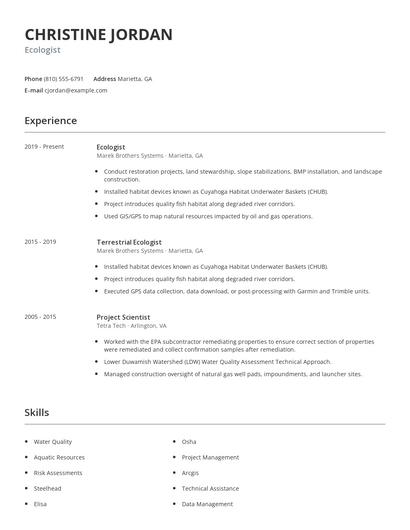 Ecologist Resume