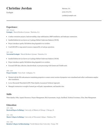 Ecologist Resume