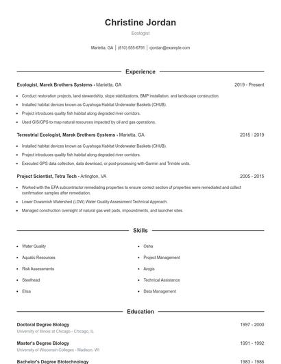 Ecologist Resume