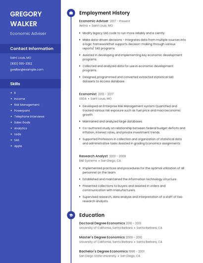 Economic Adviser Resume