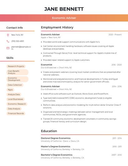 Economic Adviser Resume