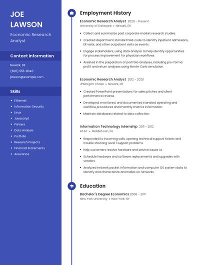 Economic Research Analyst Resume
