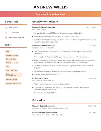 Economic Research Analyst Resume
