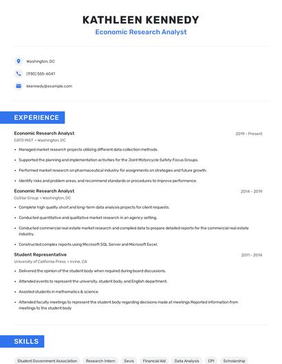 Economic Research Analyst Resume