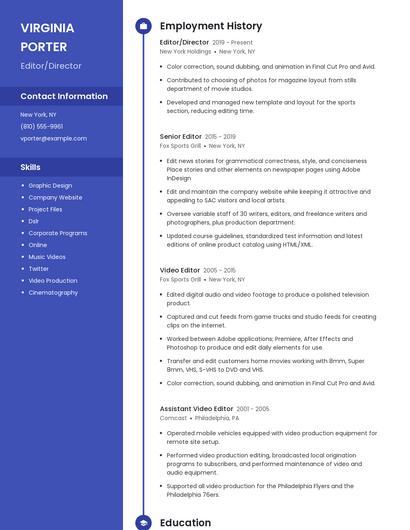Editor/Director Resume