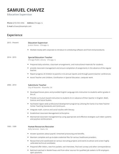 Education Supervisor Resume