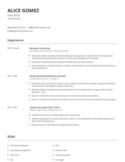 Education Technician Resume