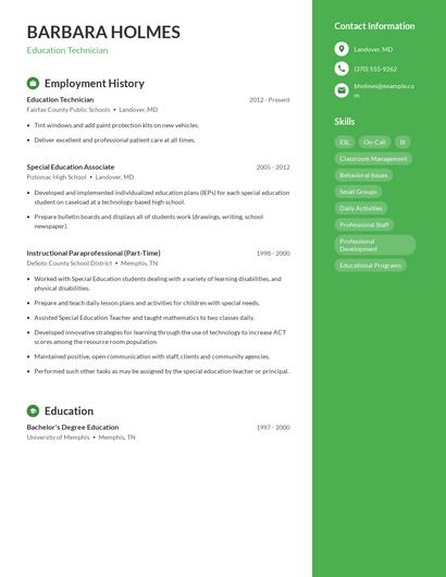 Education Technician Resume