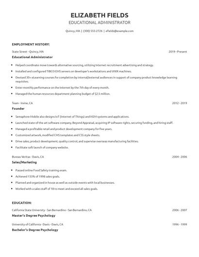 Educational Administrator Resume