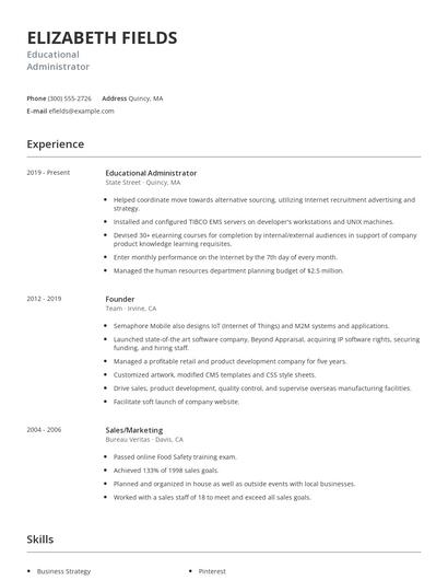 Educational Administrator Resume