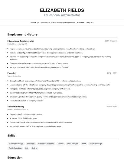Educational Administrator Resume