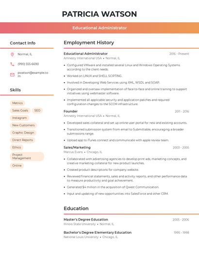 Educational Administrator Resume