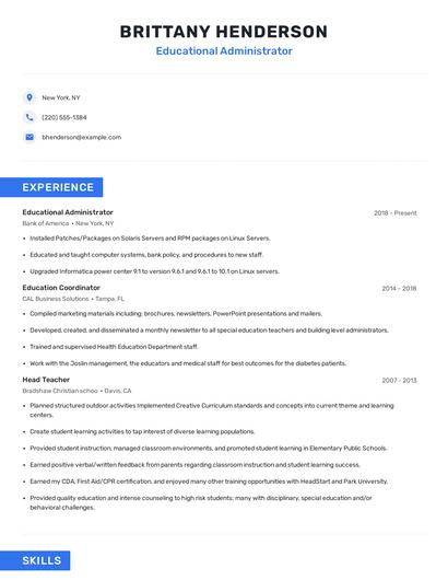 Educational Administrator Resume