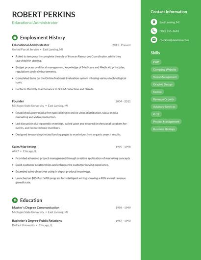 Educational Administrator Resume