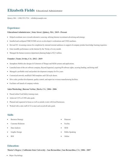 Educational Administrator Resume