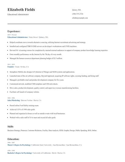 Educational Administrator Resume