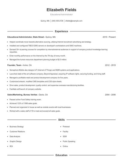 Educational Administrator Resume