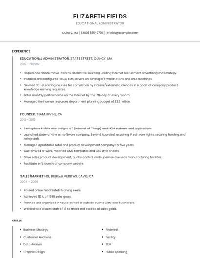 Educational Administrator Resume