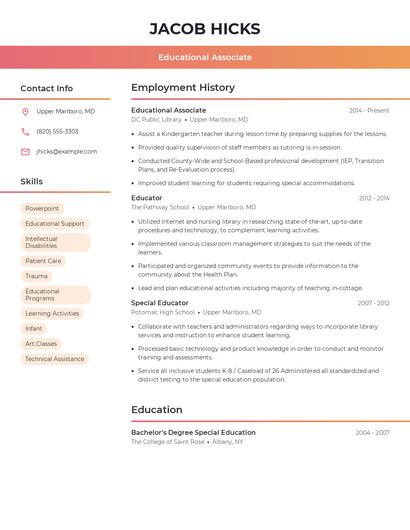 Educational Associate Resume