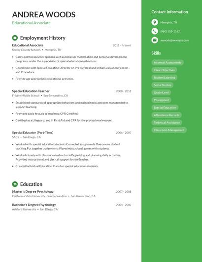 Educational Associate Resume