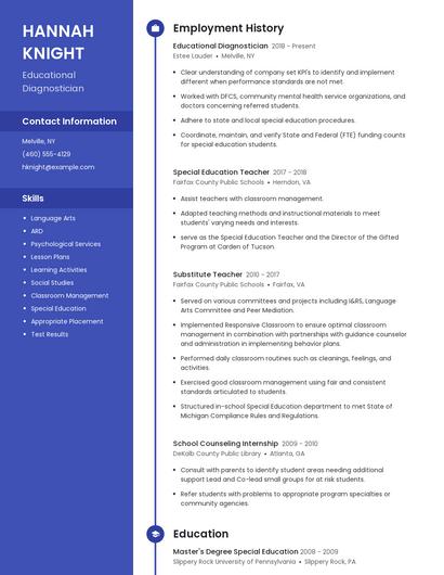 Educational Diagnostician Resume