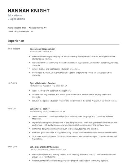 Educational Diagnostician Resume