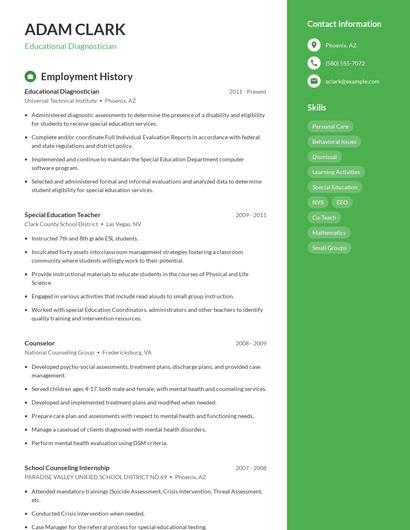 Educational Diagnostician Resume