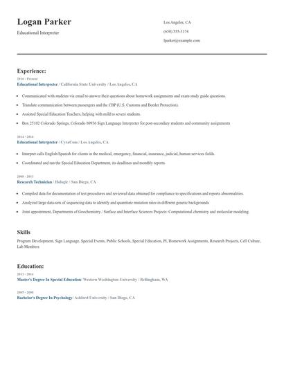 Educational Interpreter Resume